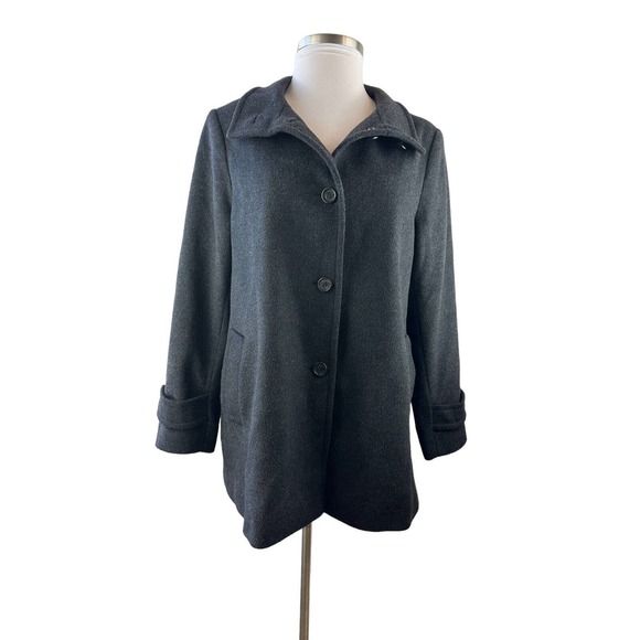 Lauren Ralph Lauren Walker Coat Button Gray Women's Size XL - Missing hood LRL - Picture 2 of 10